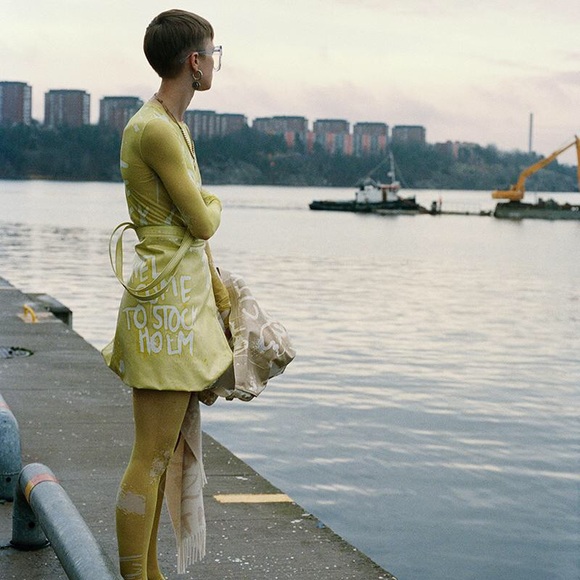 Acne Studios yellow graffiti print long sleeve top - Picture 2 of 10